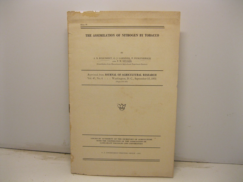 The assimilation of nitrogen by tobacco reprinted from Journal of Agricultural Research, vol. 43, n. 6, Washington, September 15, 1931